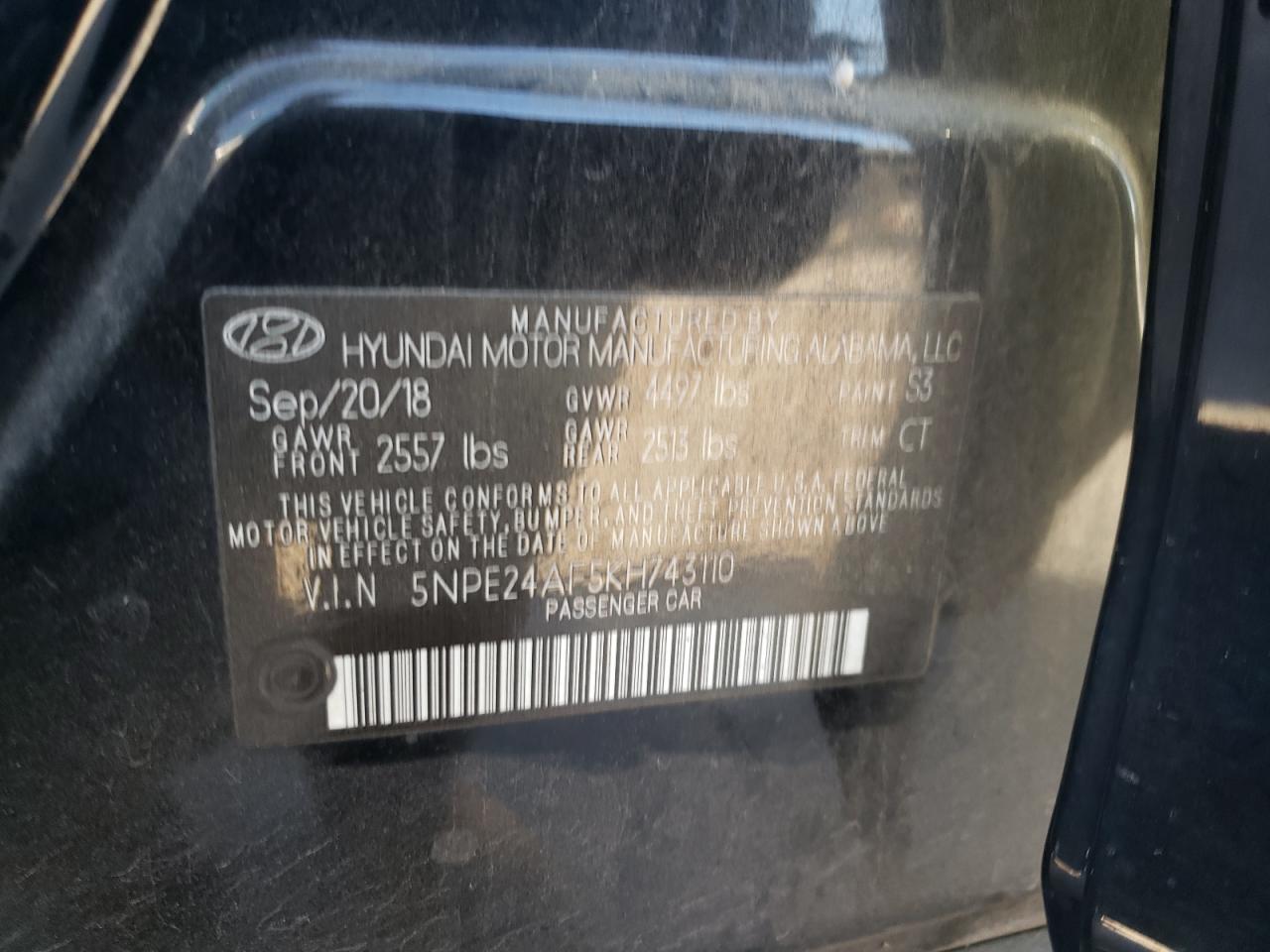 2019 Hyundai Sonata VIN 5NPE24AF5KH743110 Copart auction photo, front end damage thumbnail 14