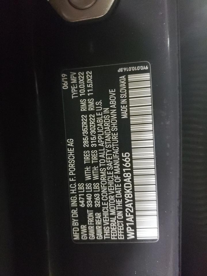 2019 Porsche Cayenne VIN WP1AF2AY8KDA81665 Copart auction photo, all over damage thumbnail 12