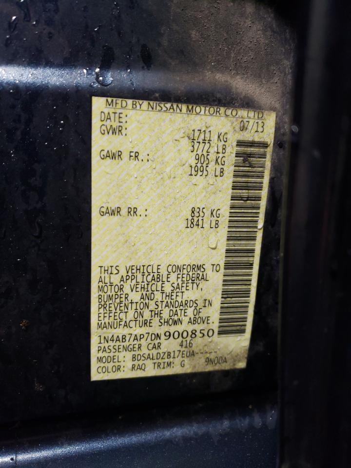 2013 Nissan Sentra VIN 1N4AB7AP7DN900850 Copart auction photo, front end damage thumbnail 12