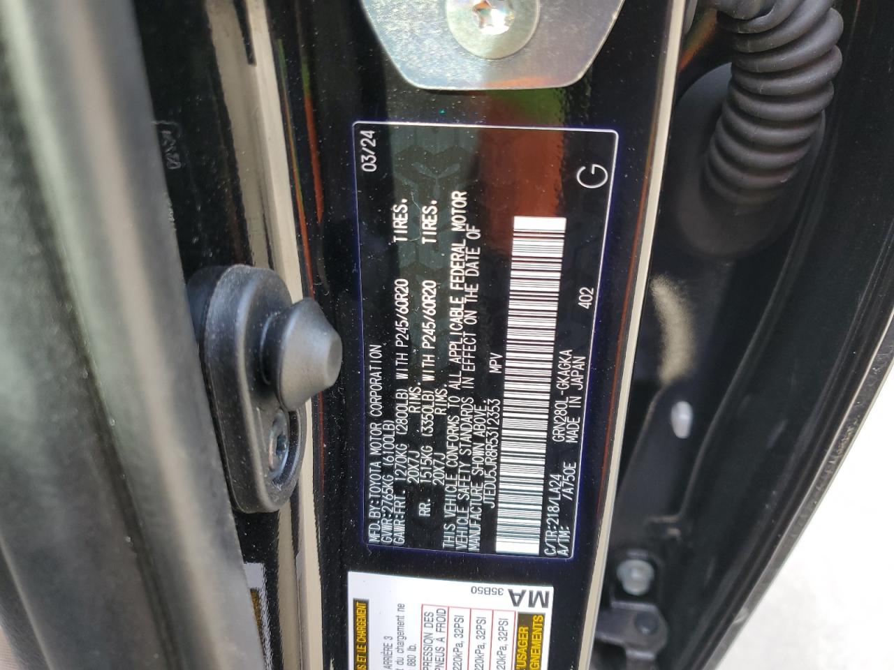 2024 Toyota 4Runner VIN JTEDU5JR8R5312353 Copart auction photo, front end damage thumbnail 15