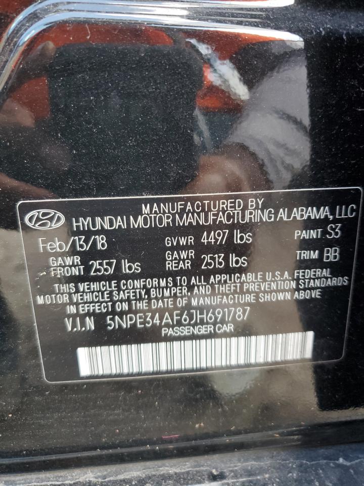 2018 Hyundai Sonata VIN 5NPE34AF6JH691787 Copart auction photo, water/flood damage thumbnail 13