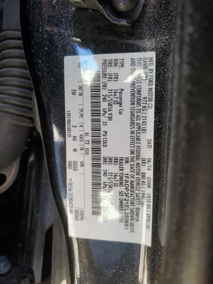 2014 Ford Focus VIN 1FADP3F21EL350661 Copart auction photo, front end damage thumbnail 14