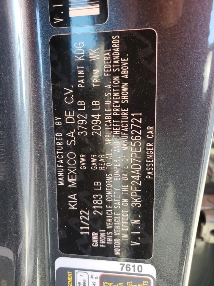 2023 KIA Forte VIN 3KPF24AD7PE562721 Copart auction photo, front end damage thumbnail 12