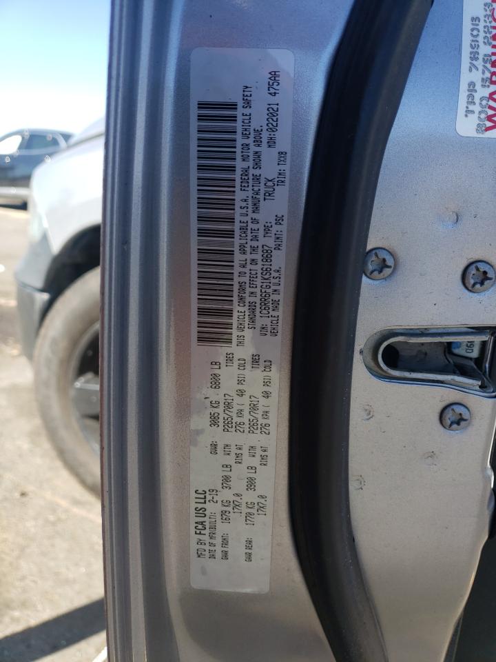 2019 RAM 1500 VIN 1C6RR6FG1KS618687 Copart auction photo, rollover damage thumbnail 13