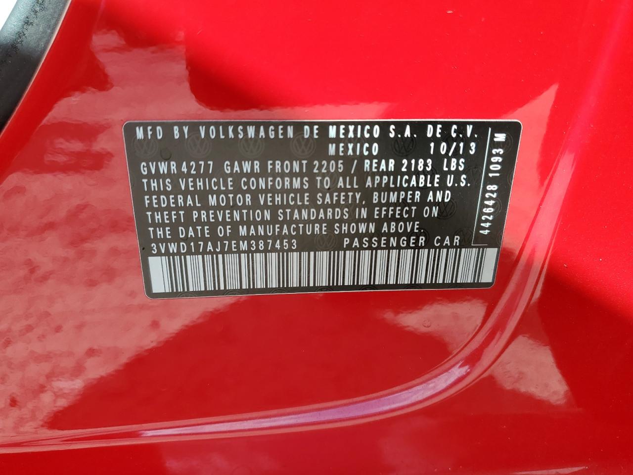 2014 Volkswagen Jetta VIN 3VWD17AJ7EM387453 Copart auction photo, front end damage thumbnail 14