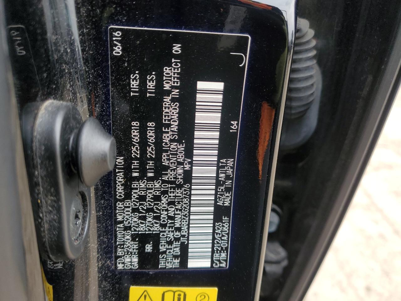 2016 Lexus NX VIN JTJBARBZ3G2087376 Copart auction photo, side / front end damage thumbnail 13