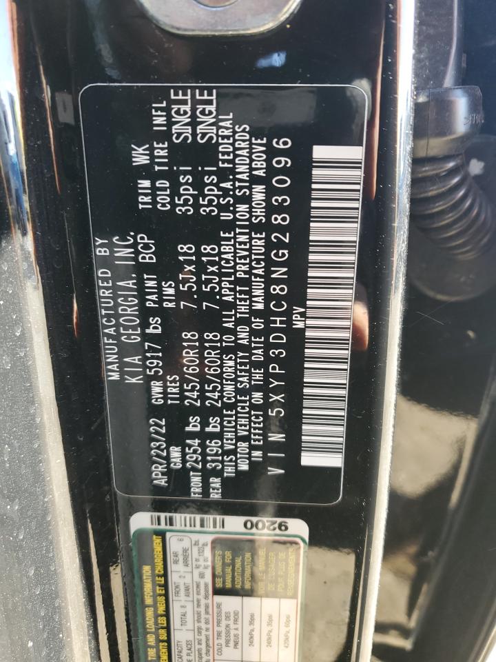 2022 KIA Telluride VIN 5XYP3DHC8NG283096 Copart auction photo, front end damage thumbnail 15