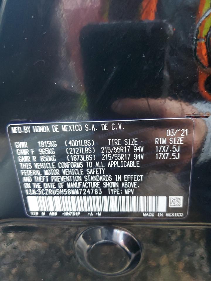 2021 Honda HR-V VIN 3CZRU5H58MM724783 Copart auction photo, water/flood damage thumbnail 14