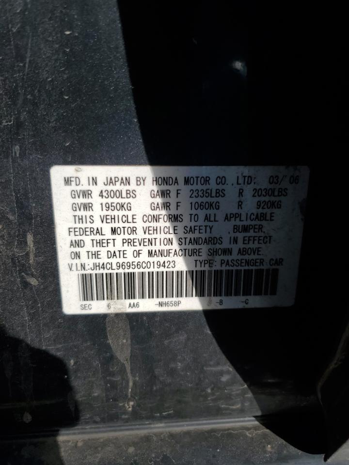 2006 Acura TSX VIN JH4CL96956C019423 Copart auction photo, all over / minor dent/scratches damage thumbnail 12