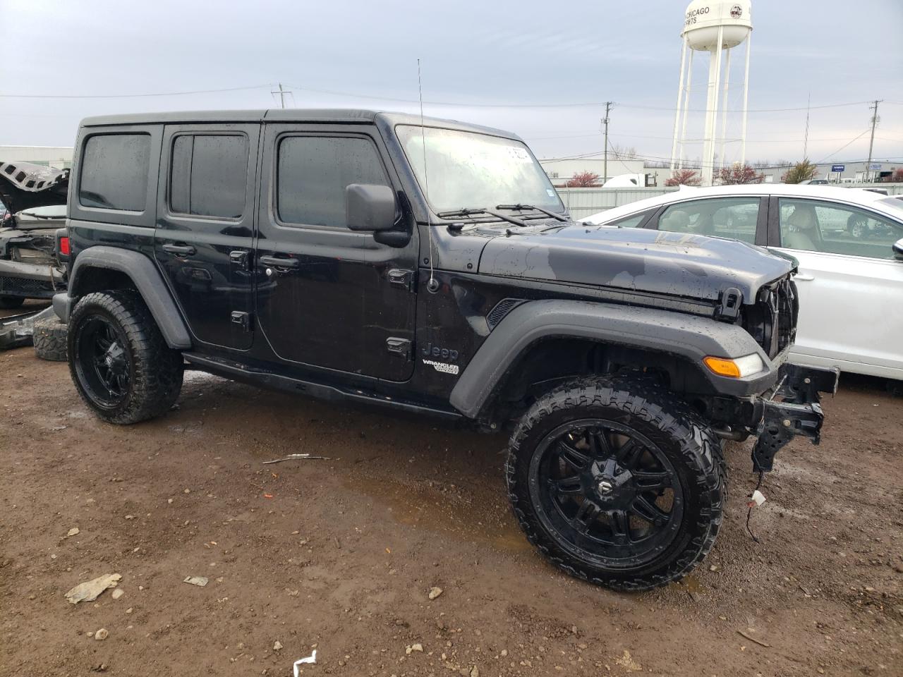 2021 Jeep Wrangler VIN 1C4HJXDN6MW645852 Copart auction photo, front end / side damage thumbnail 4
