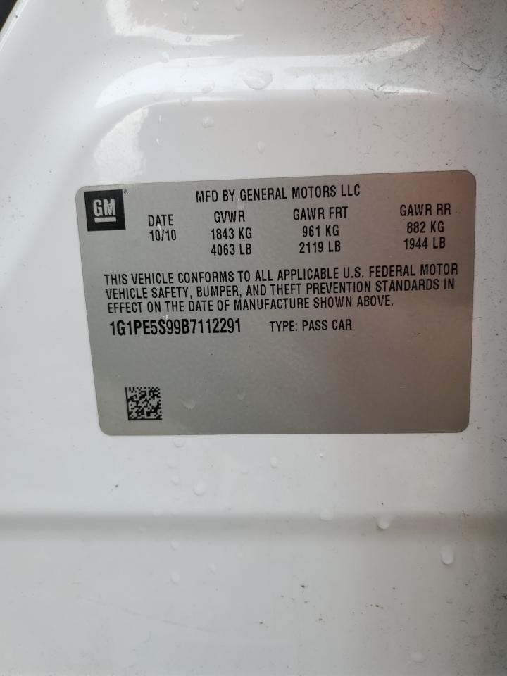2011 Chevrolet Cruze VIN 1G1PE5S99B7112291 Copart auction photo, mechanical damage thumbnail 12