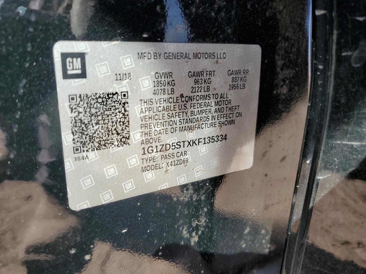 2019 Chevrolet Malibu VIN 1G1ZD5STXKF135334 Copart auction photo, front end / undercarriage damage thumbnail 14