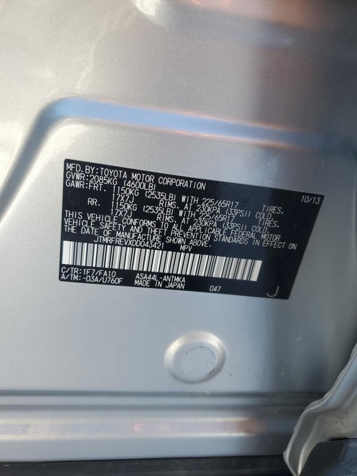 2013 Toyota RAV 4 VIN JTMRFREVXDD043421 Copart auction photo, front end / all over damage thumbnail 15