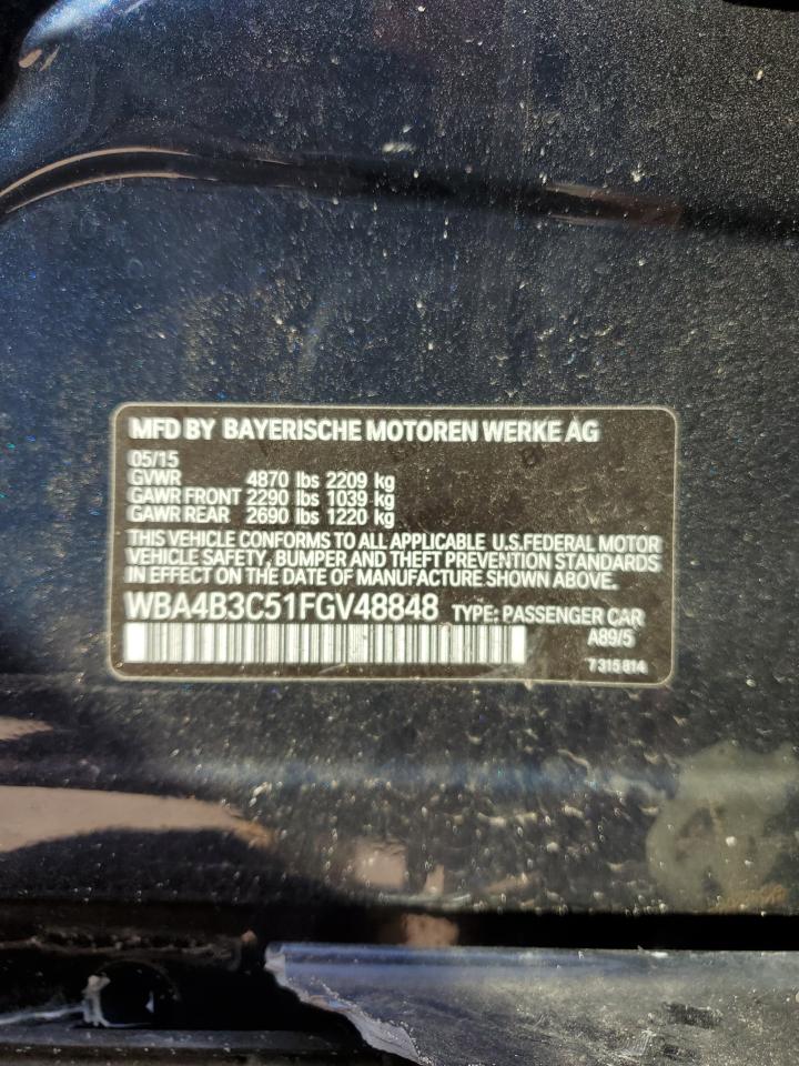 2015 BMW 4er VIN WBA4B3C51FGV48848 Copart auction photo, all over damage thumbnail 12