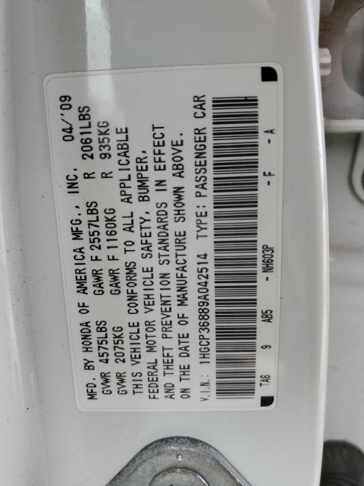 2009 Honda Accord VIN 1HGCP36889A042514 Copart auction photo, front end damage thumbnail 13