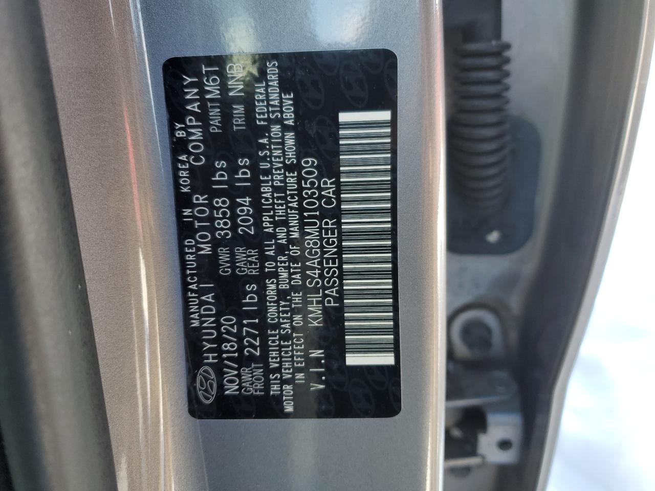 2021 Hyundai Elantra VIN KMHLS4AG8MU103509 Copart auction photo, rear end damage thumbnail 14