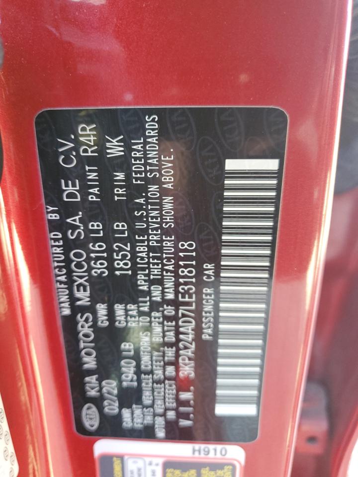 2020 KIA Rio VIN 3KPA24AD7LE318118 Copart auction photo, front end / minor dent/scratches damage thumbnail 12