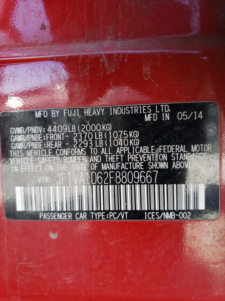 2015 Subaru WRX VIN JF1VA1D62F8809667 Copart auction photo, front end damage thumbnail 16