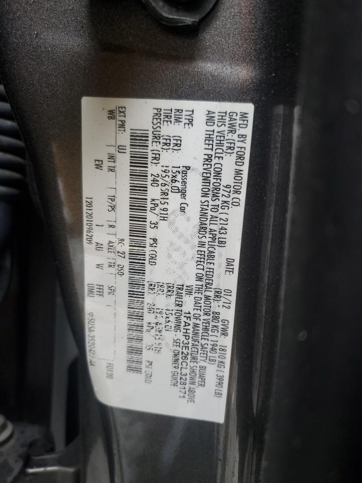 2012 Ford Focus VIN 1FAHP3E26CL328171 Copart auction photo, front end / rear end damage thumbnail 14