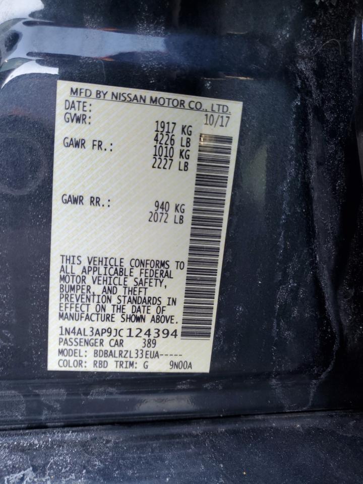 2018 Nissan Altima VIN 1N4AL3AP9JC124394 Copart auction photo, front end damage thumbnail 14