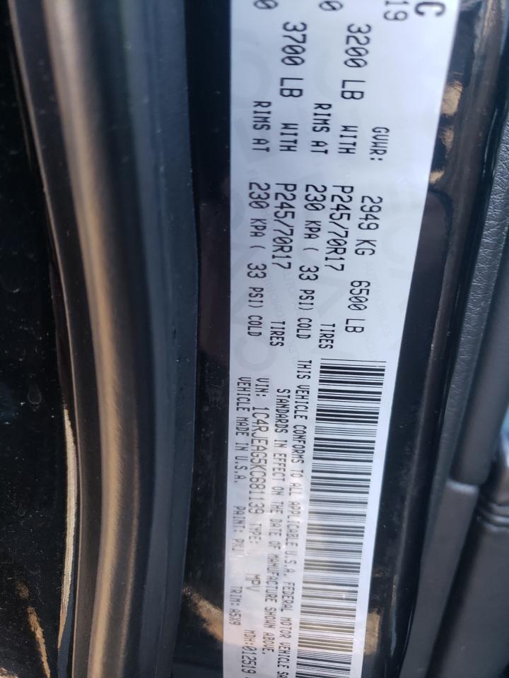 2019 Jeep Grand Cherokee VIN 1C4RJEAG5KC681139 Copart auction photo, front end damage thumbnail 13