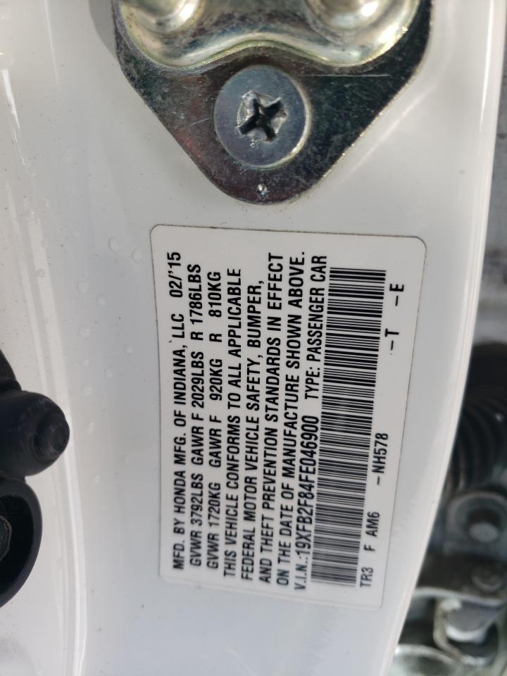 2015 Honda Civic VIN 19XFB2F84FE046900 Copart auction photo, front end damage thumbnail 13