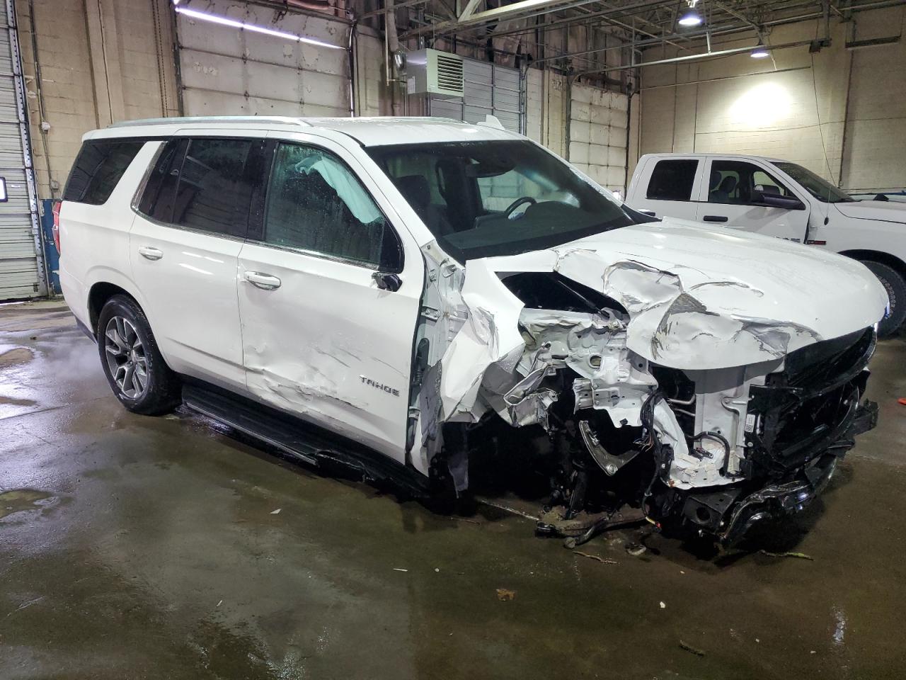 2023 Chevrolet Tahoe VIN 1GNSCNKD0PR298284 Copart auction photo, front end / side damage thumbnail 4
