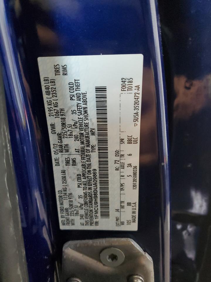 2013 Ford Escape VIN 1FMCU9H98DUA09869 Copart auction photo, front end damage thumbnail 13