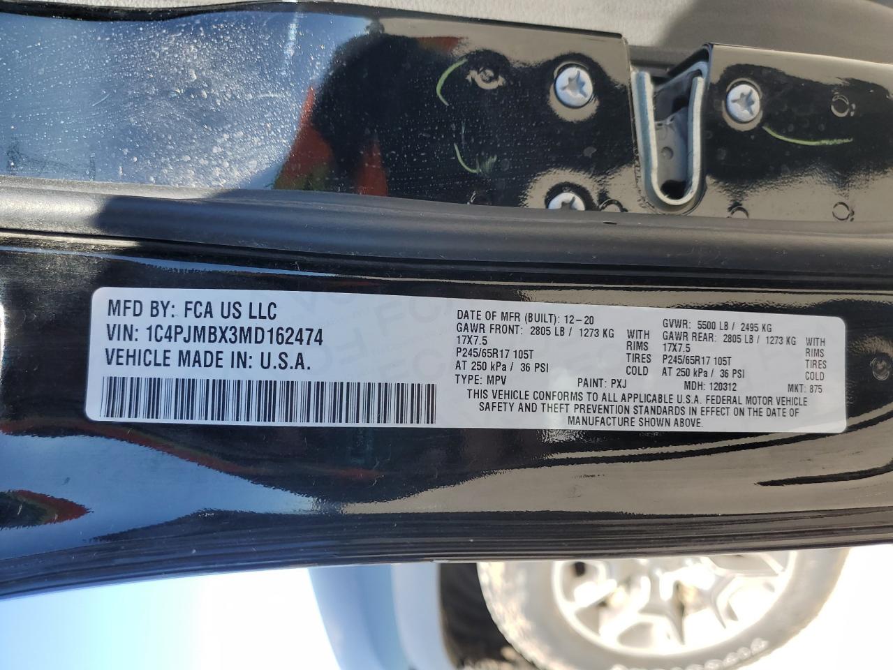 2021 Jeep Cherokee VIN 1C4PJMBX3MD162474 Copart auction photo, front end damage thumbnail 13
