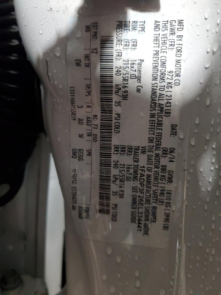 2014 Ford Focus VIN 1FADP3F26EL334441 Copart auction photo, front end / side damage thumbnail 12