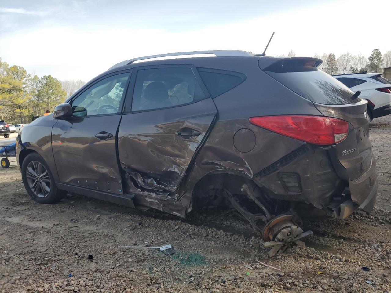 2014 Hyundai Tucson VIN KM8JUCAG7EU825714 Copart auction photo, rear end / side damage thumbnail 2
