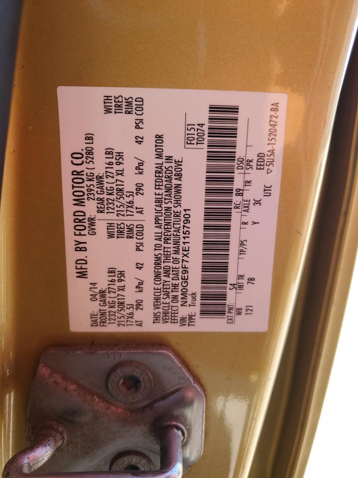 2014 Ford Transit VIN NM0GE9F7XE1157901 Copart auction photo, rear end / hail damage thumbnail 13