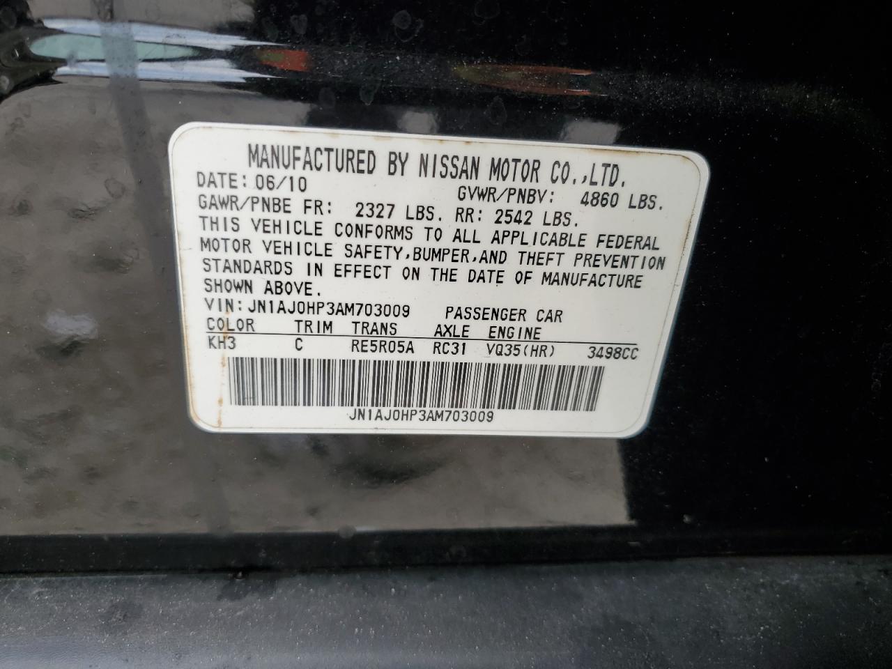 2010 Infiniti EX VIN JN1AJ0HP3AM703009 Copart auction photo, minor dent/scratches damage thumbnail 13