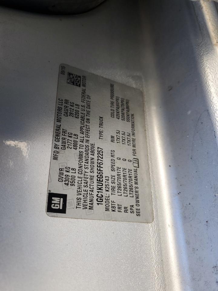 2015 Chevrolet Silverado VIN 1GC1KUEG6FF672257 Copart auction photo, normal wear damage thumbnail 12