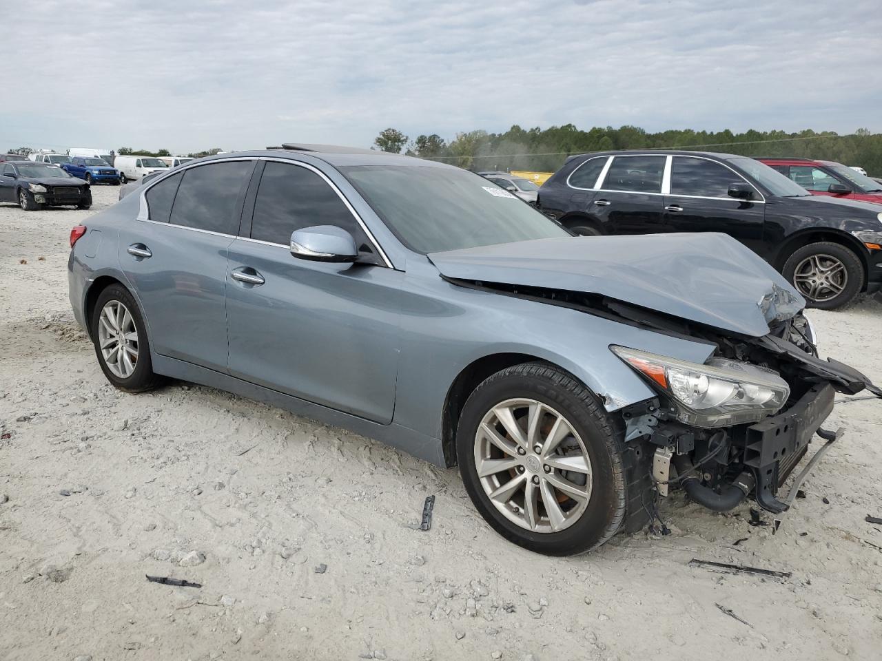 2016 Infiniti Q50 VIN JN1CV7AR9GM250458 Copart auction photo, front end / side damage thumbnail 4