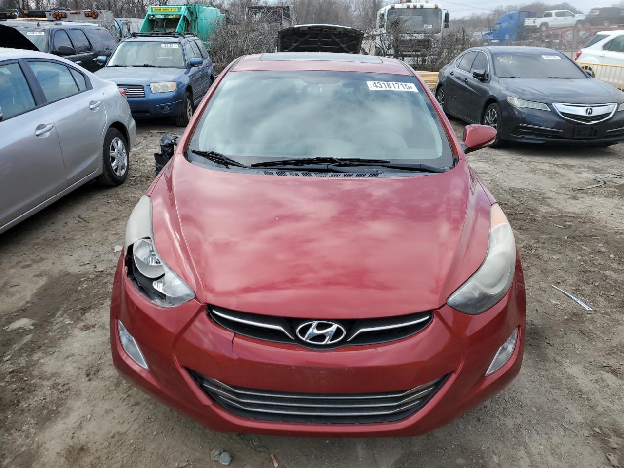 2013 Hyundai Elantra VIN KMHDH4AE6DU864508 Copart auction photo, side / front end damage thumbnail 5