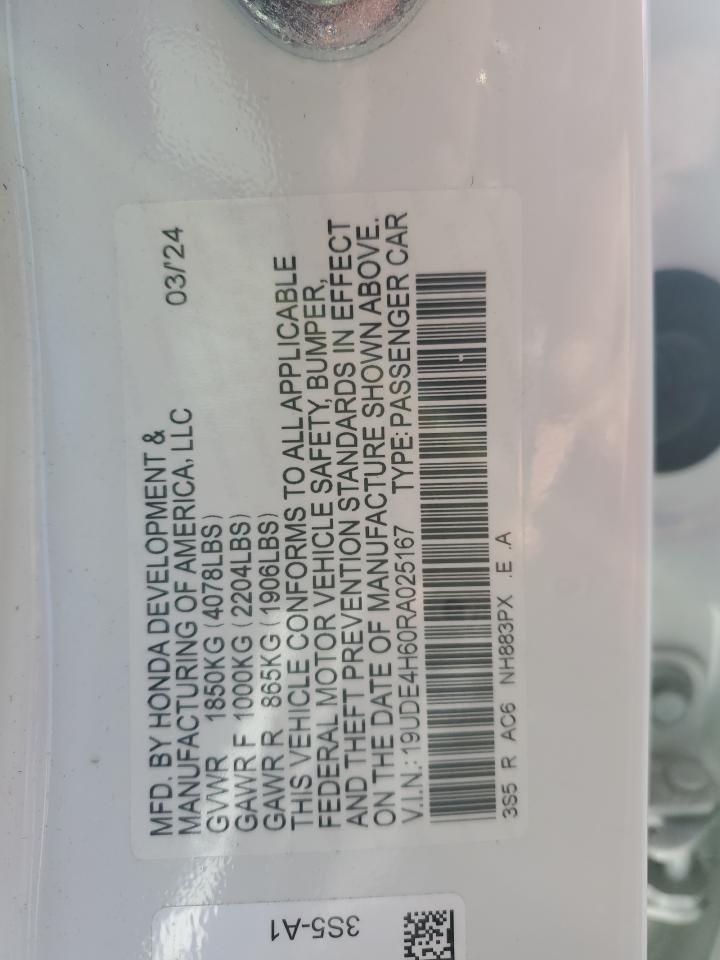 2024 Acura Integra VIN 19UDE4H60RA025167 Copart auction photo, rear end damage thumbnail 14