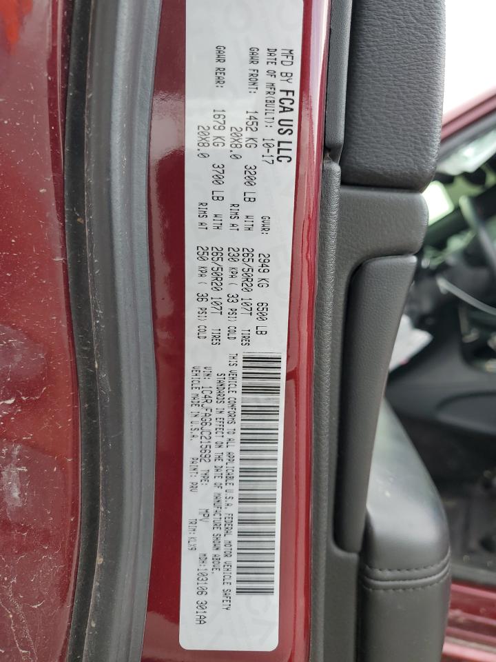 2018 Jeep Grand Cherokee VIN 1C4RJFAG6JC215692 Copart auction photo, side / rear end damage thumbnail 12