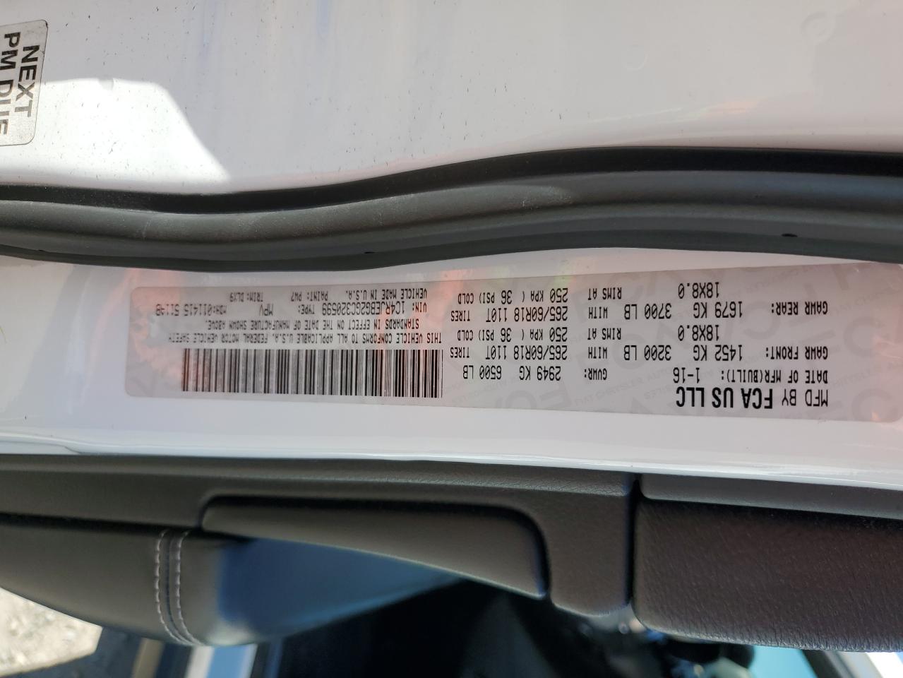 2016 Jeep Grand Cherokee VIN 1C4RJEBG2GC320599 Copart auction photo, normal wear / minor dent/scratches damage thumbnail 13