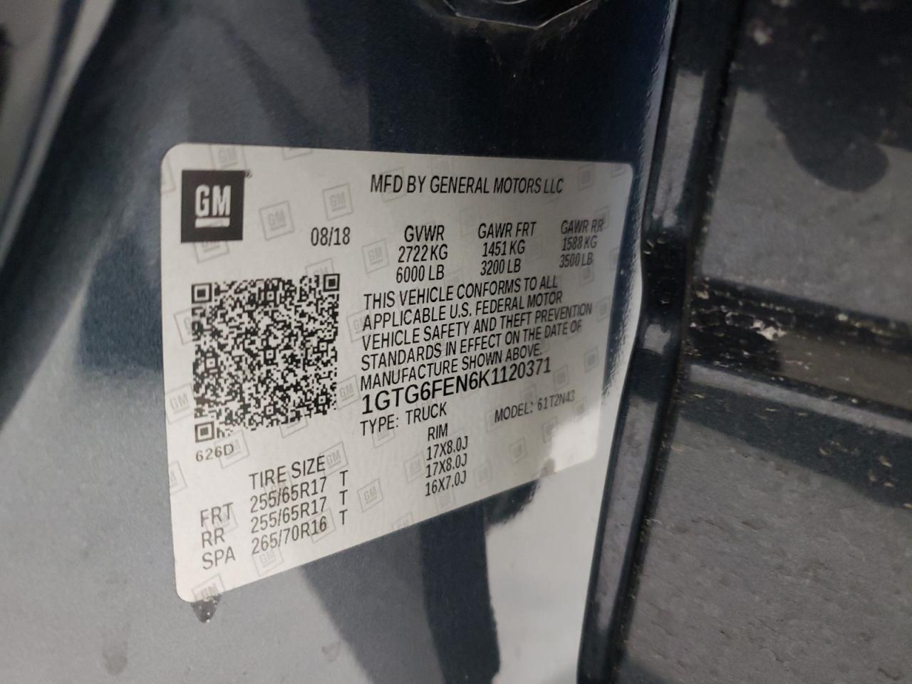 2019 GMC Canyon VIN 1GTG6FEN6K1120371 Copart auction photo, side / minor dent/scratches damage thumbnail 13