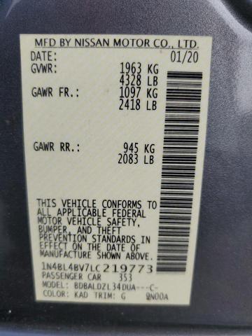2020 Nissan Altima VIN 1N4BL4BV7LC219773 Copart auction photo, water/flood damage thumbnail 12