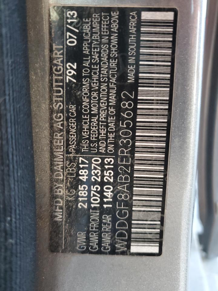 2014 Mercedes-Benz C-klasse VIN WDDGF8AB2ER305682 Copart auction photo, front end damage thumbnail 12
