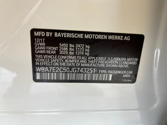2018 BMW 7er VIN WBA7E2C50JG743251 Copart auction photo, minor dent/scratches / normal wear damage thumbnail 10