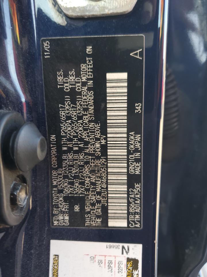 2006 Toyota 4Runner VIN JTEZU14R468051291 Copart auction photo, front end damage thumbnail 14