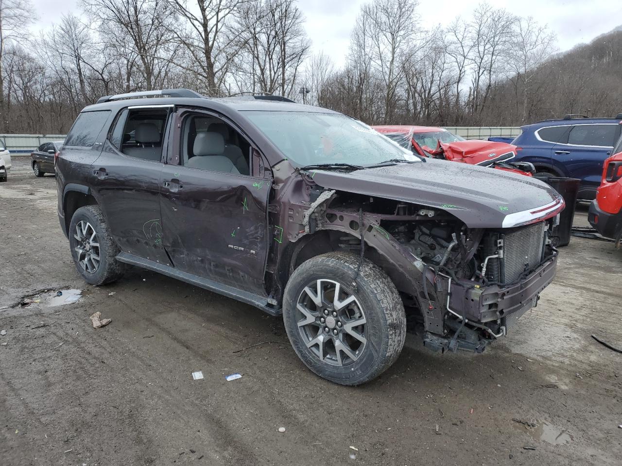 2021 GMC Acadia VIN 1GKKNRLS1MZ114350 Copart auction photo, front end / side damage thumbnail 4