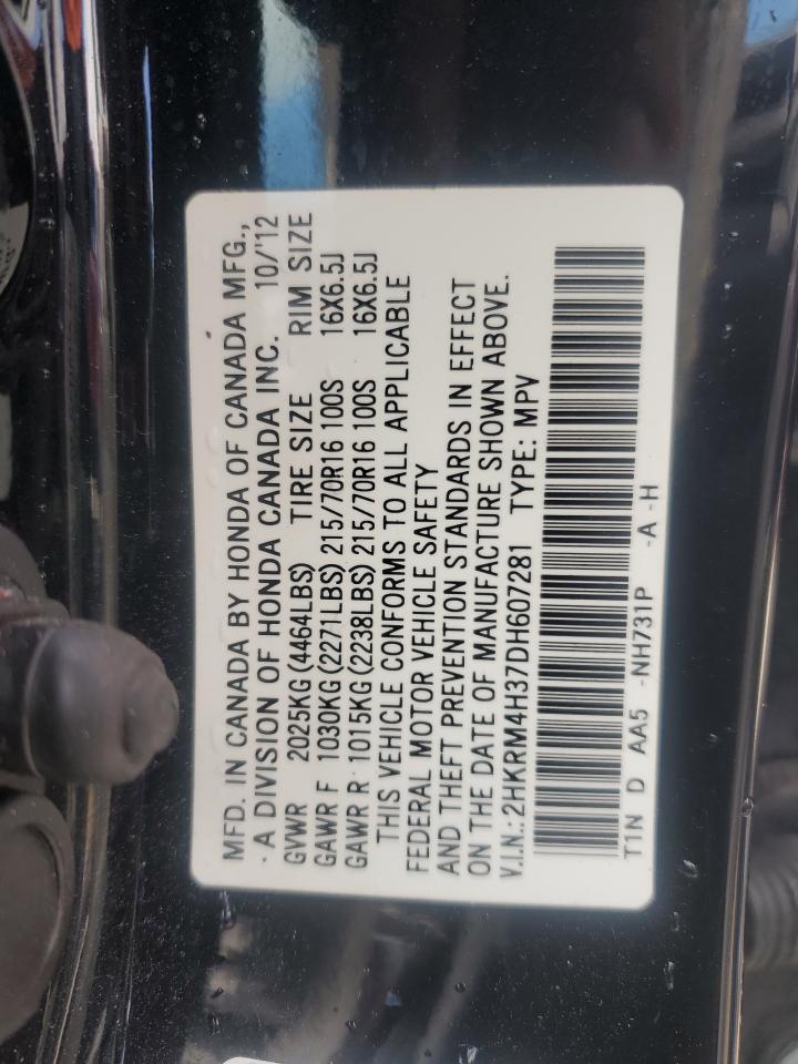 2013 Honda CR-V VIN 2HKRM4H37DH607281 Copart auction photo, front end / hail damage thumbnail 14