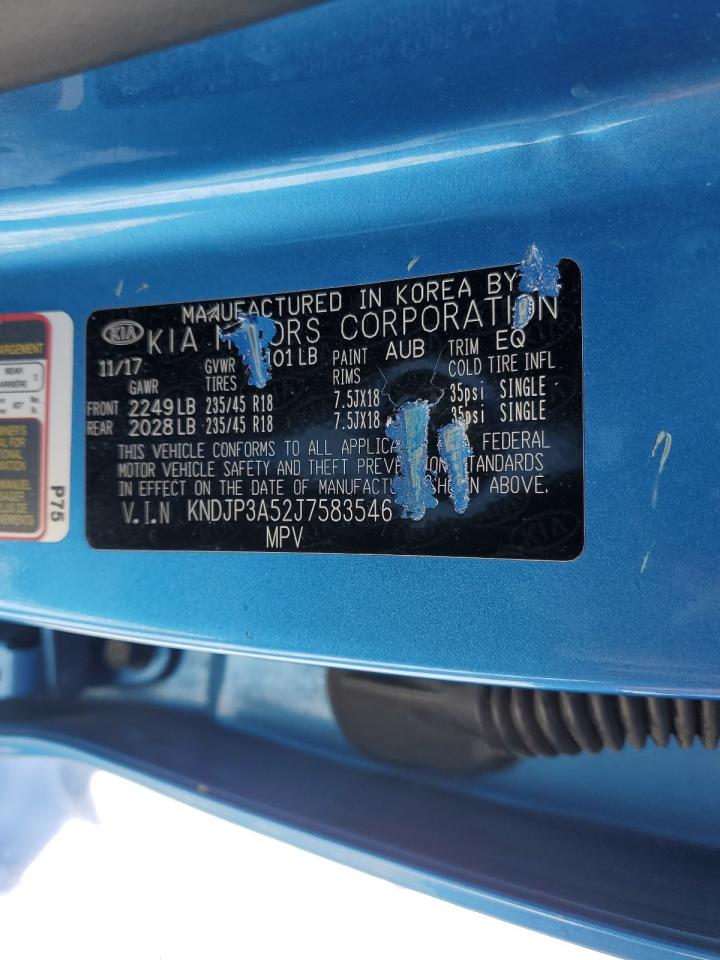 2018 KIA Soul VIN KNDJP3A52J7583546 Copart auction photo, front end damage thumbnail 15