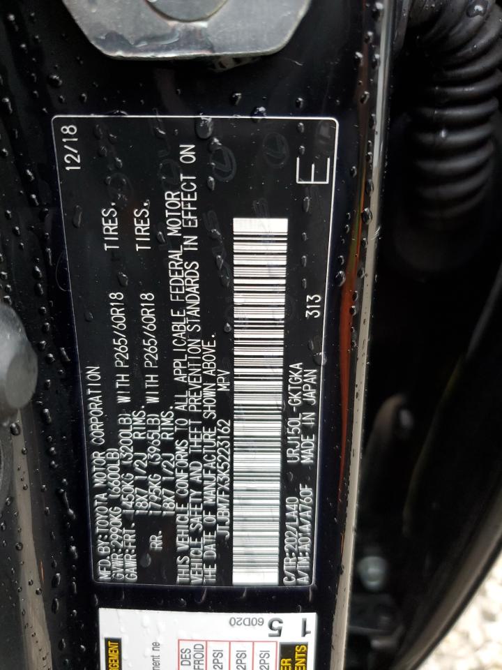 2019 Lexus GX VIN JTJBM7FX3K5223162 Copart auction photo, side / rear end damage thumbnail 13