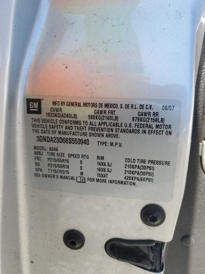 2008 Chevrolet HHR VIN 3GNDA23D68S550940 Copart auction photo, front end damage thumbnail 13