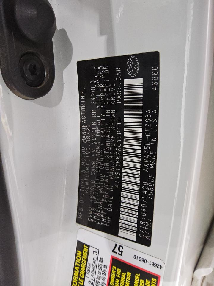 2024 Toyota Camry VIN 4T1G11BK7RU108116 Copart auction photo, side damage thumbnail 12
